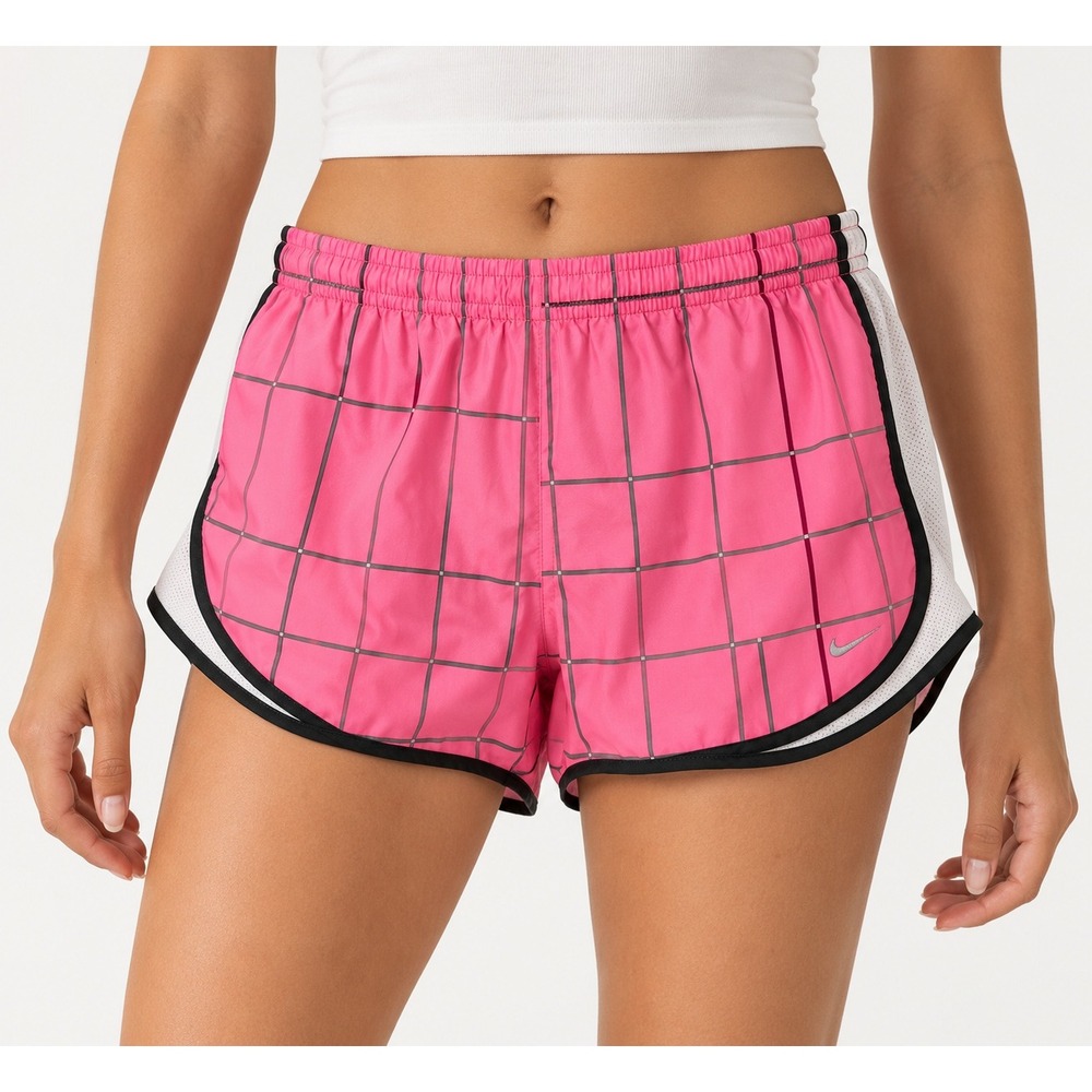 Nike Running Shorts Womens XL Pink Grid Dri-FIT Mesh Athletic Workout Y2K Lined